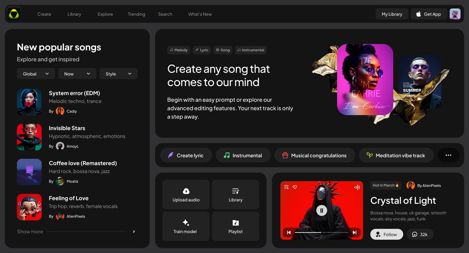 Nocra AI template for Figma: music dashboards