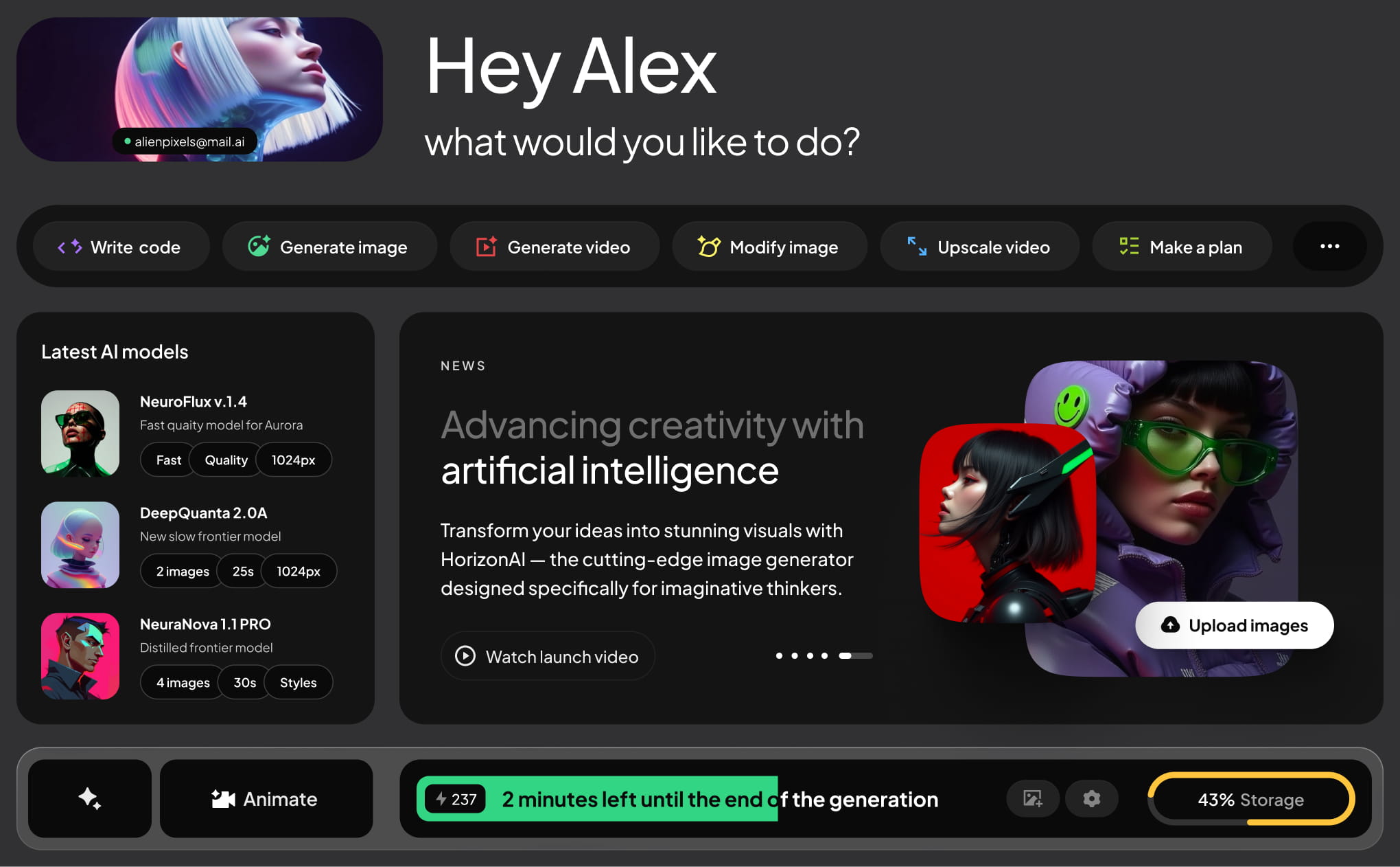 Nocra AI template for Figma: music dashboard