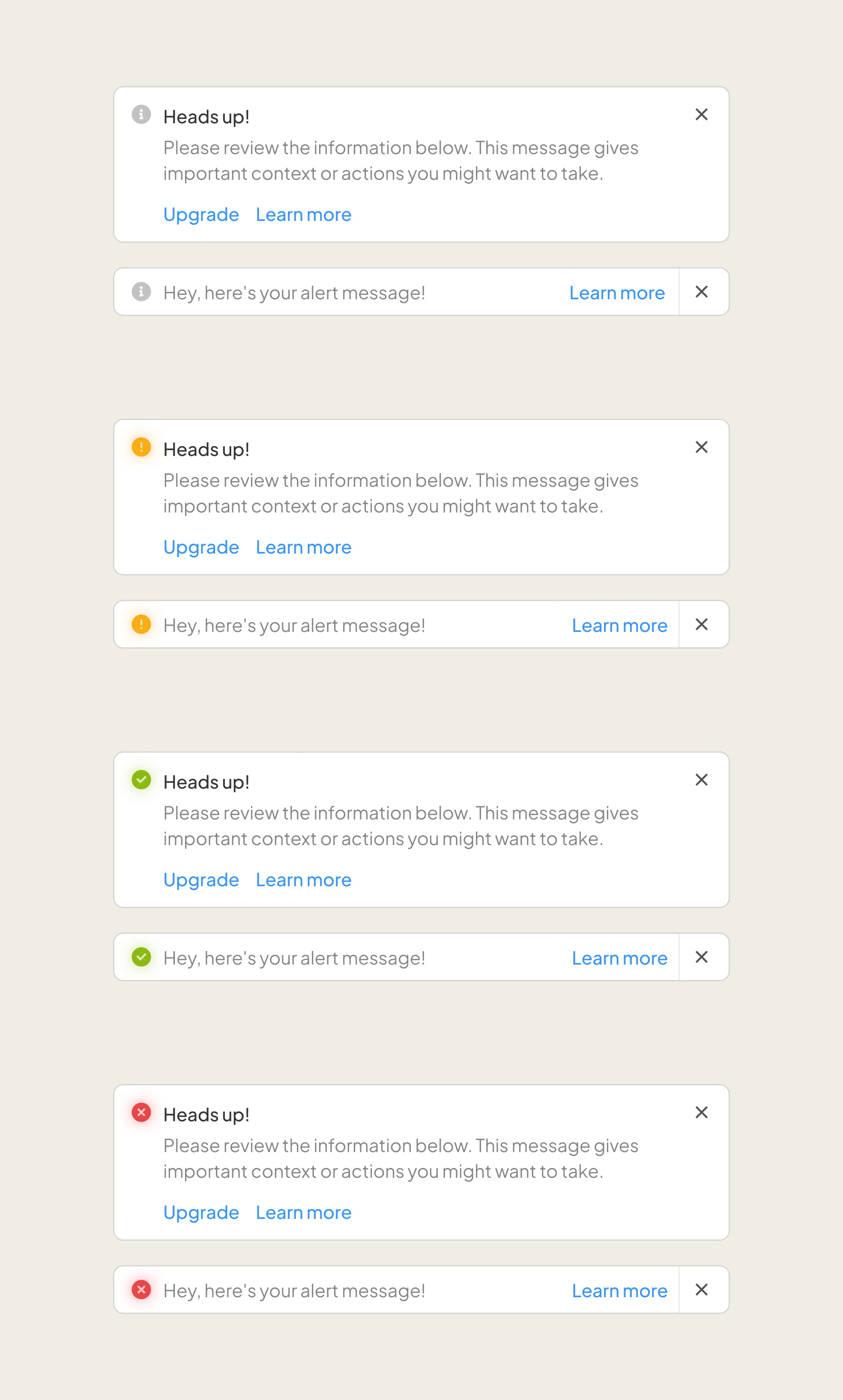 Figma AI design templates: Alert components