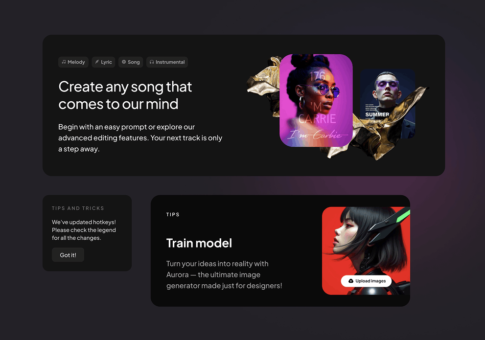 More dark cards Figma AI