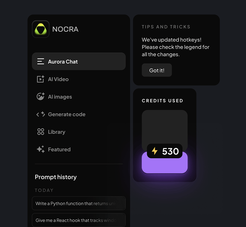 Figma AI design templates: Side navigation dark theme