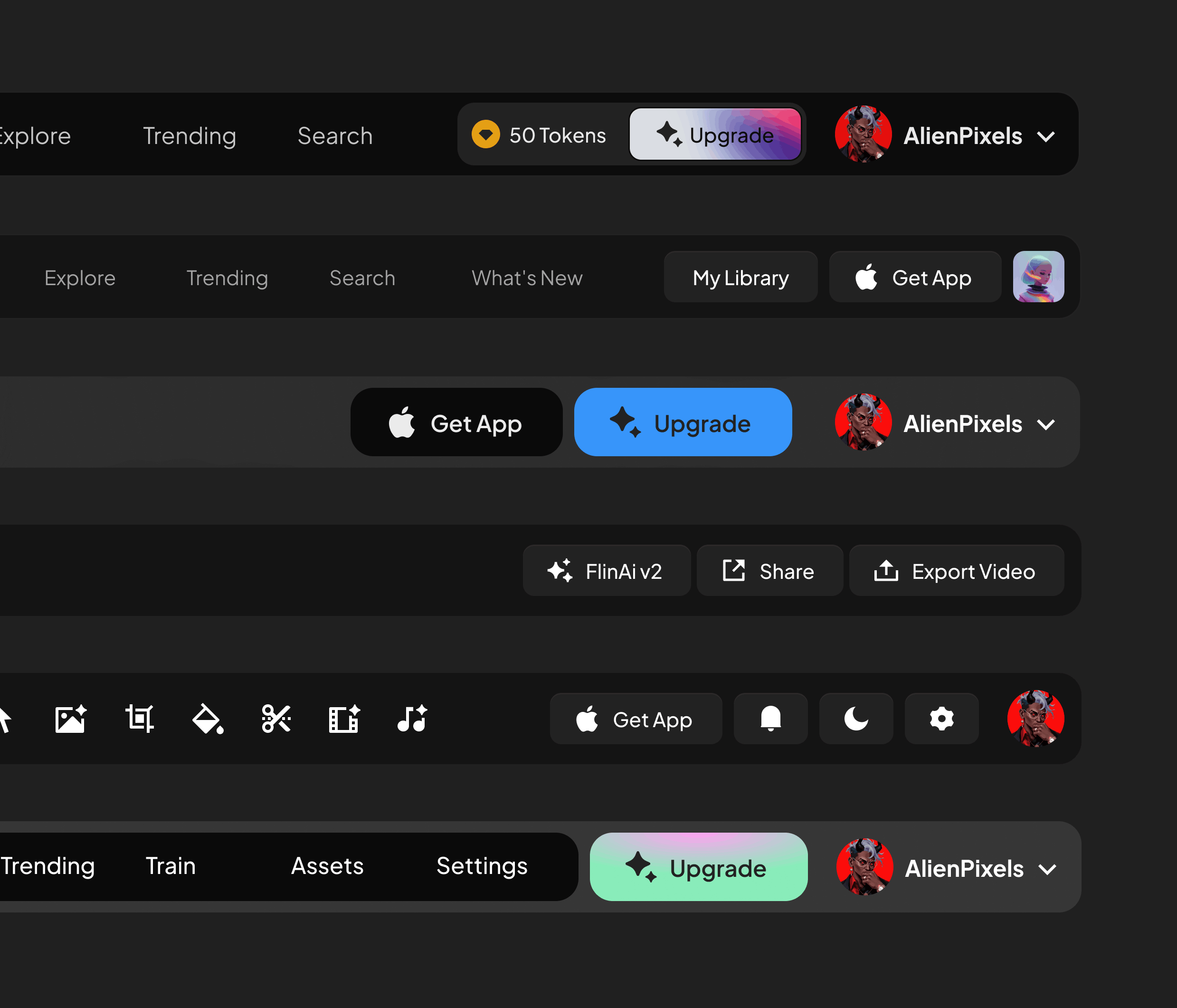 Figma AI design templates: Top navigation toolbars