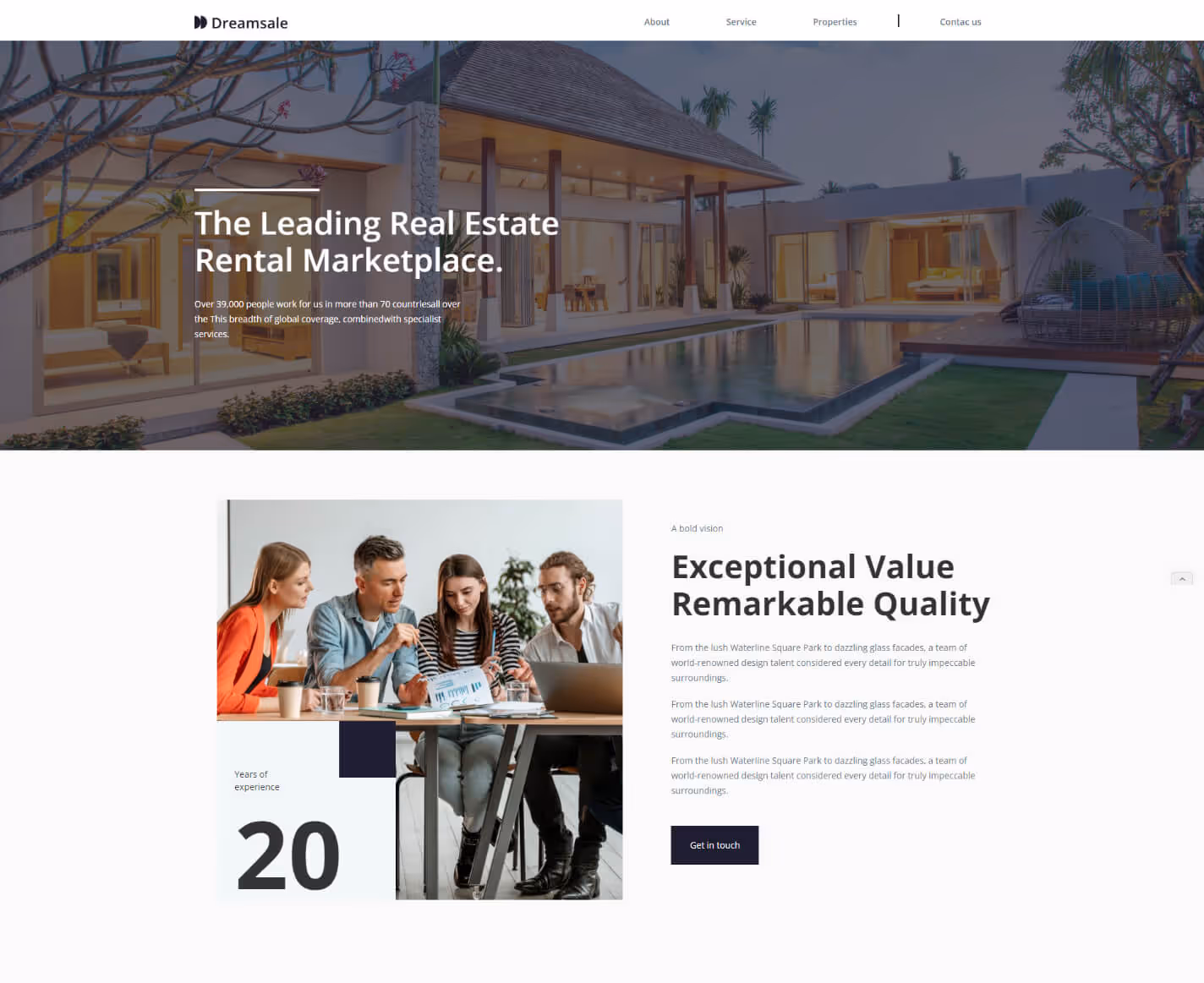 Another part of the web design for the real estate startup