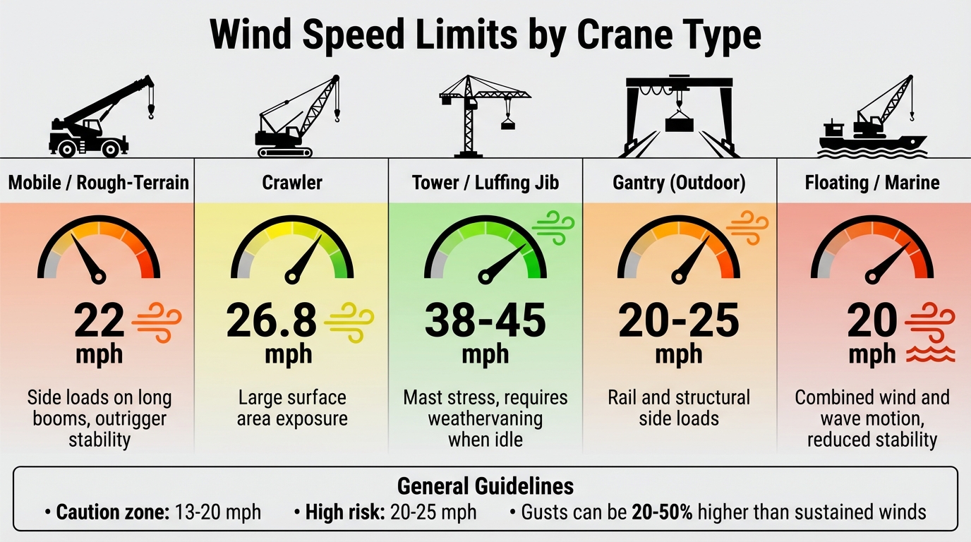 Wind Speed Limits by Crane Type: Operational Safety Thresholds