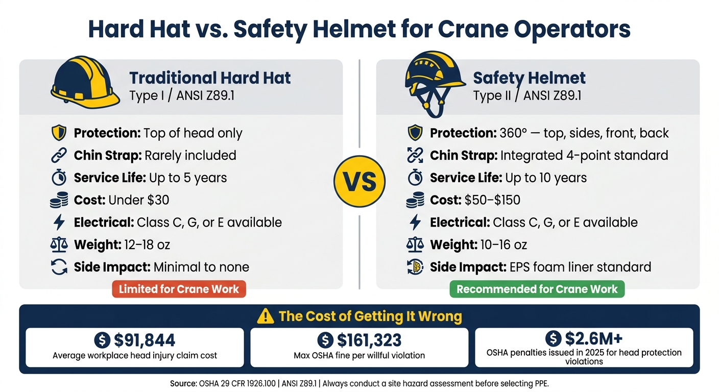 Hard Hat vs. Safety Helmet: Head Protection Comparison for Crane Operators