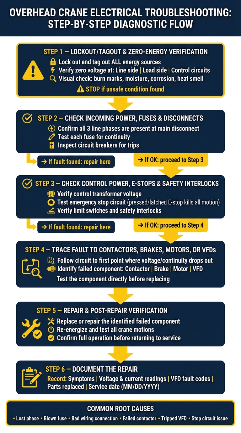 Overhead Crane Electrical Troubleshooting: Step-by-Step Diagnostic Flow