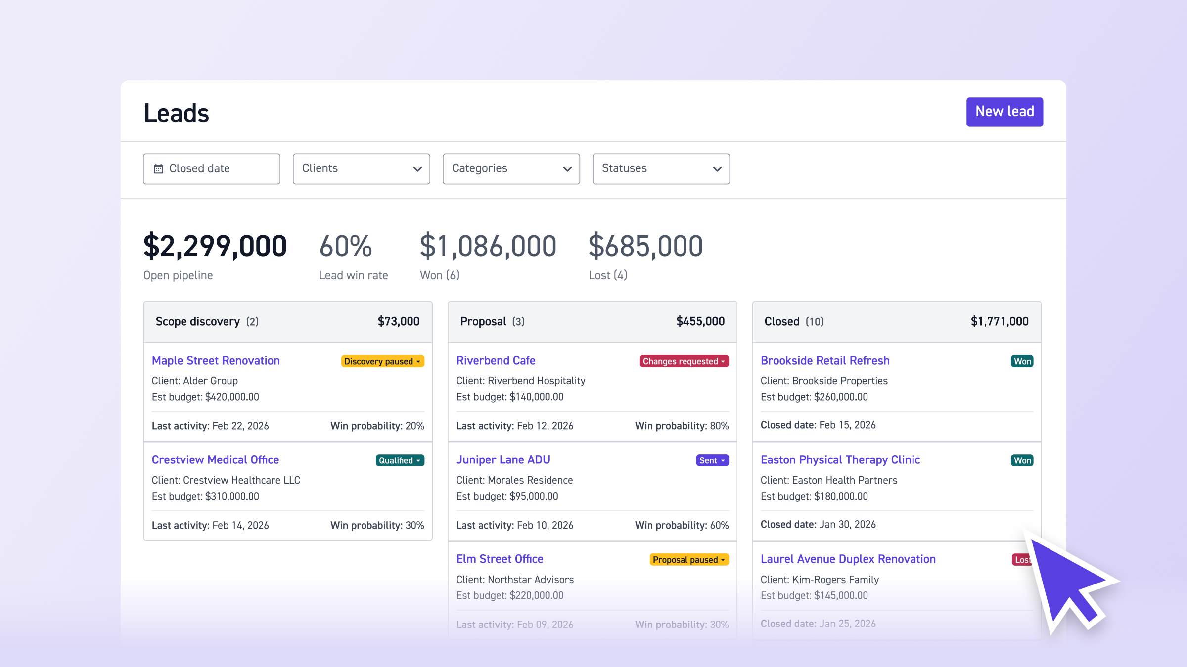 Track Leads and Win Rates with Pipeline