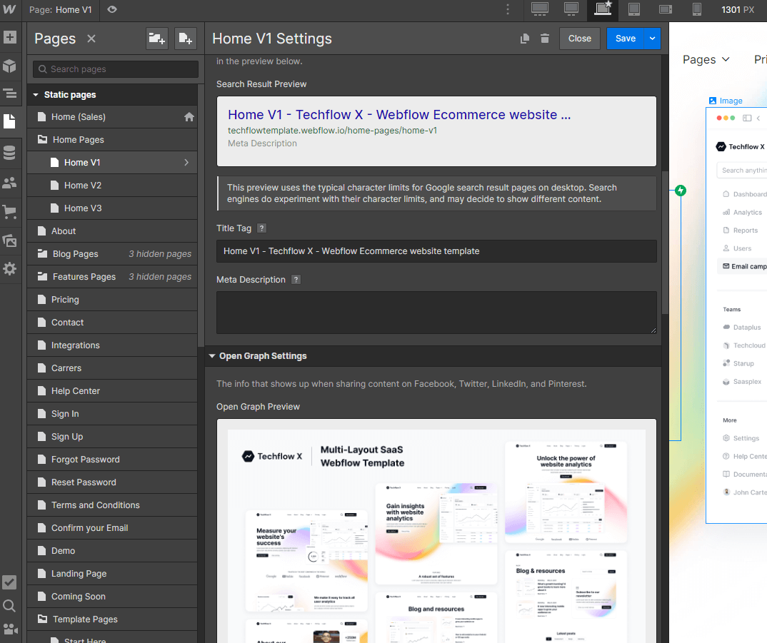 SEO - Techflow X Webflow Template