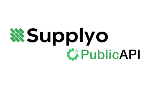 Supplyo and PublicAPI logos with green tech-themed icons.