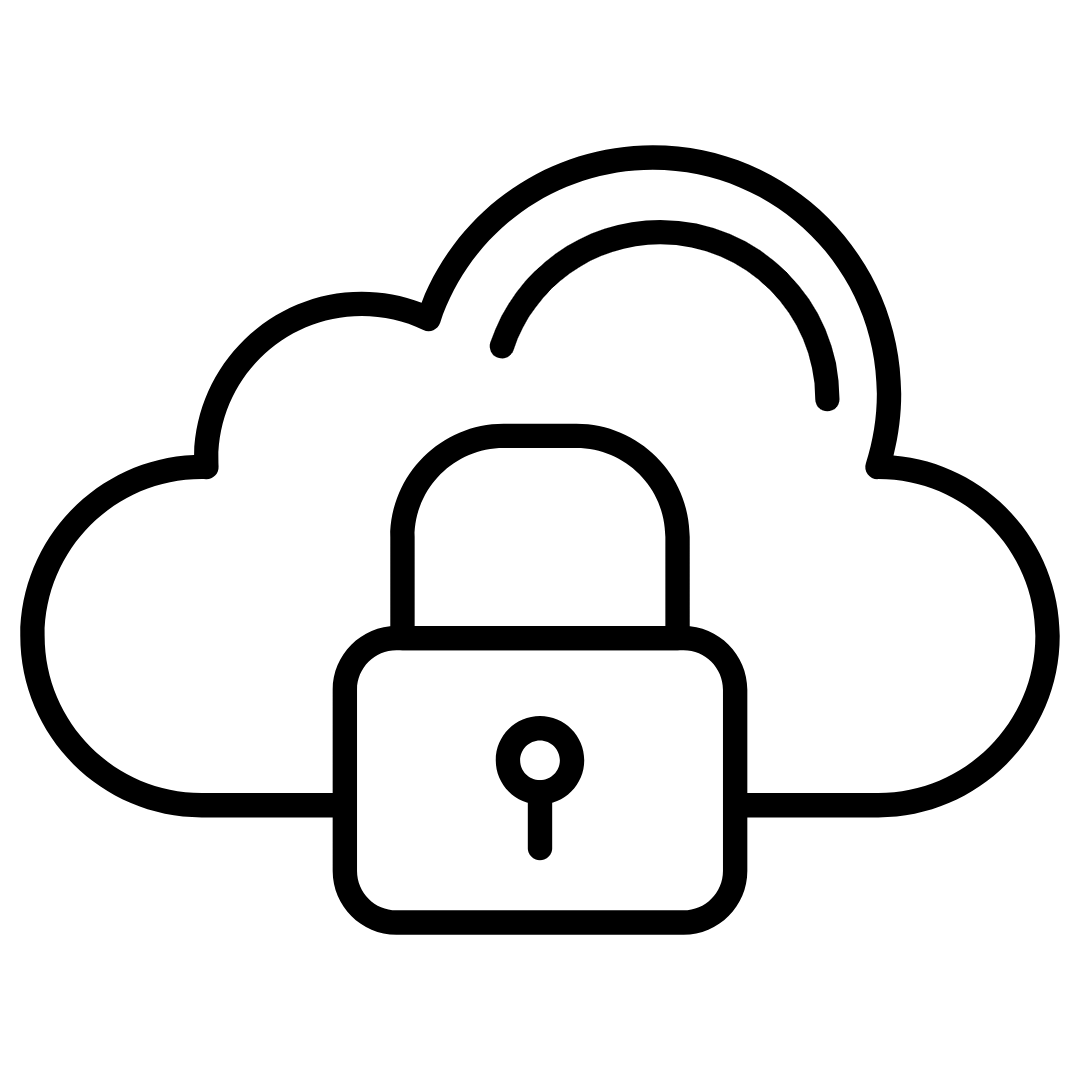 Black stylized animal face resembling a fox or wolf with pointed ears and large eyes in a geometric design.