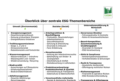 ESG Themenbereiche und Handlungsempfehlungen