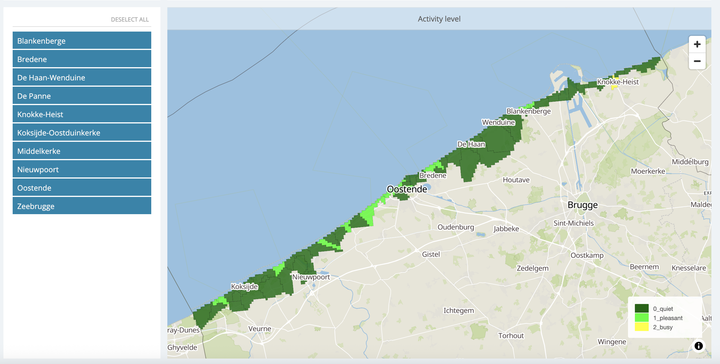 Coastal crowd barometer by Westtoer, powered by Proximus and Luzmo