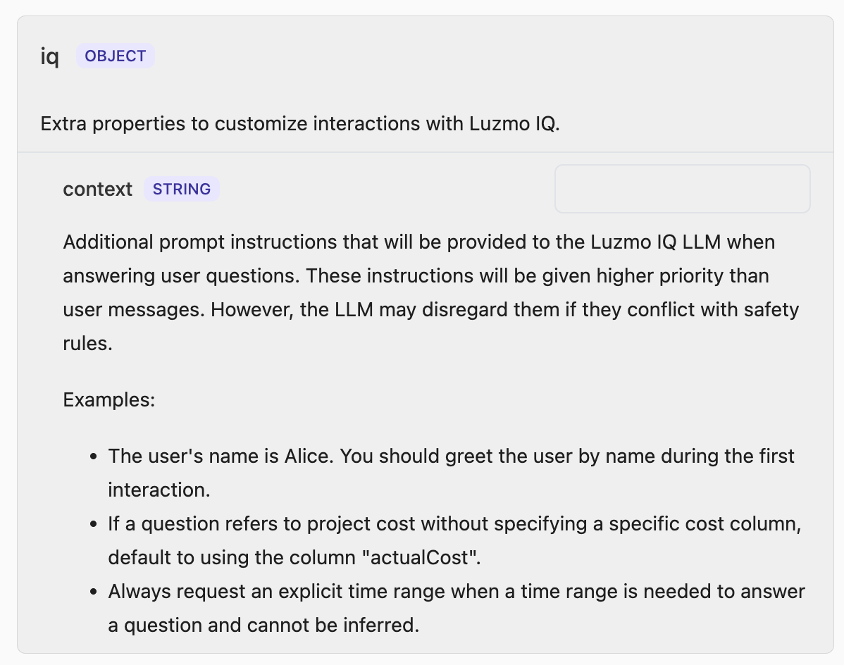 How to set custom prompts for Luzmo IQ