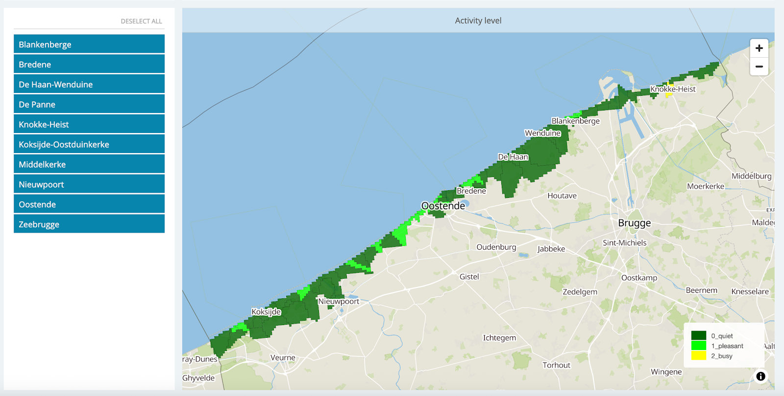 Coastal crowd barometer by Westtoer, powered by Proximus and Luzmo