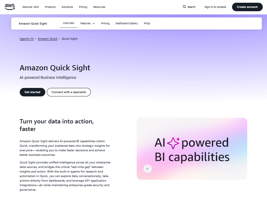 cloud analytics platform Amazon QuickSight