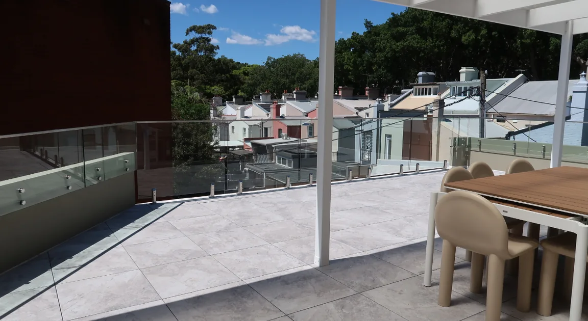 Completed building after remediation — scaffold down