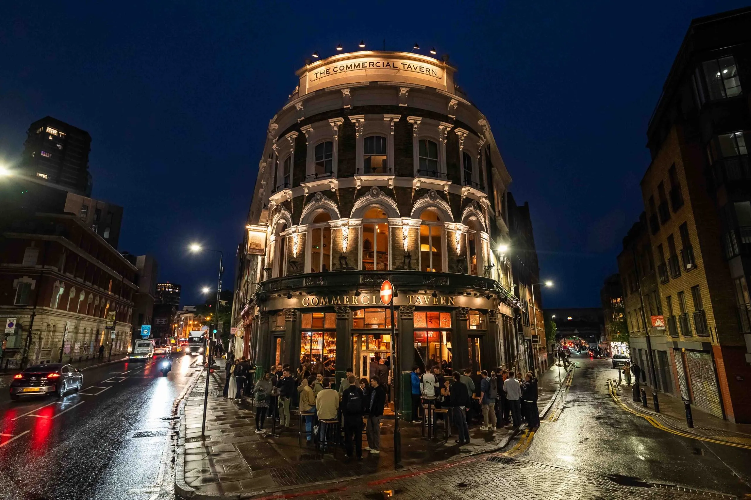 Victorian corner pub with small upstairs cocktail bar, large windows and eccentric decoration.