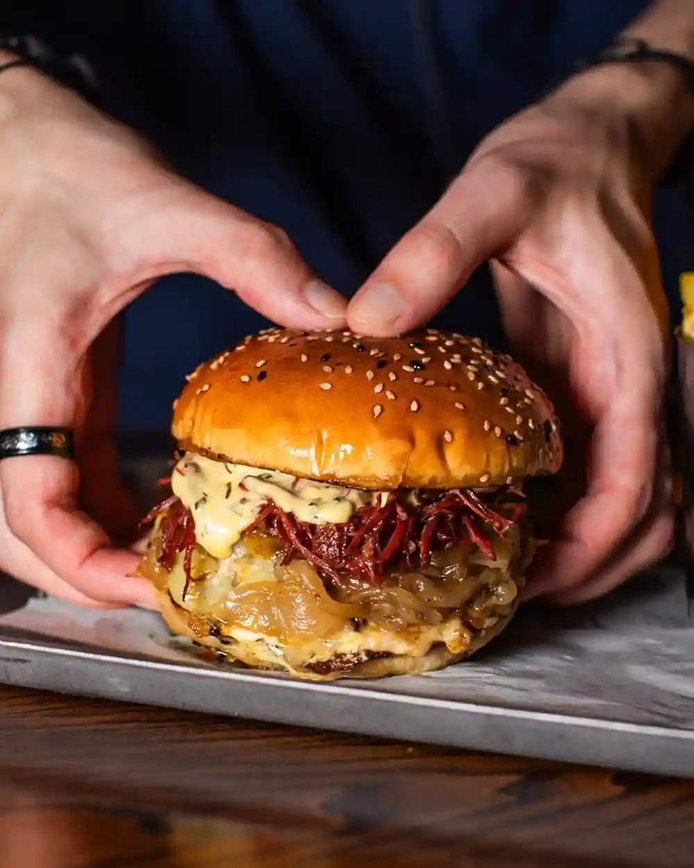 The 🐮-a-bunga burger

One of our signature classics featuring double beef smashed patties, smoked applewood cheese, ale onions, slow cooked beef brisket and béarnaise sauce sandwiched between a gorgeous brioche bun 🍔 

We dare you to find better!