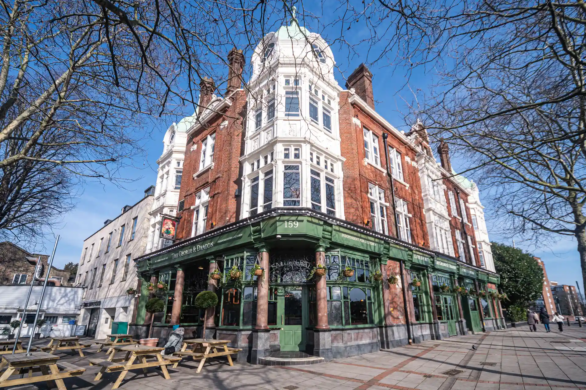 The George and Dragon has proudly returned to its original name, serving the local community of Wanstead with a refined food and drink experience. Our pub menu features expertly crafted British dishes, alongside excellent wines, real ales, and exciting cocktails. Join us for the lively atmosphere in our bar or unwind in our comfortable lounge, where you can also enjoy your new favourite roast in Wanstead. Don’t miss out on live broadcasts of big matches, events and tournaments on our big screens. If you're looking to host a party or gathering, our private spaces are perfect for your needs. When the sun is shining, relax in our inviting beer garden or on the terrace. Conveniently located just a few steps from Wanstead Station and a short distance from George Green and Christchurch Green, we can't wait to welcome you!