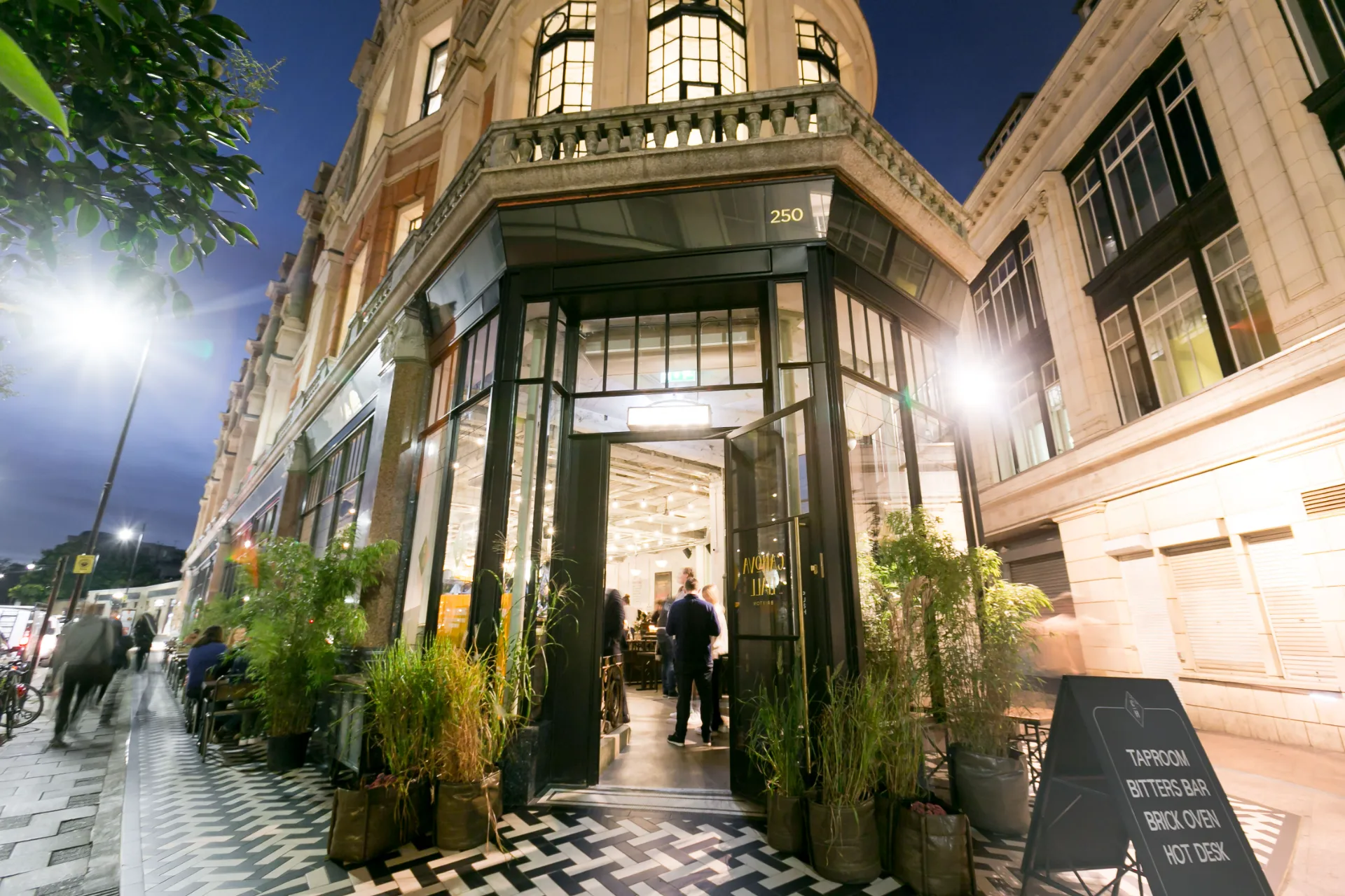 Housed in an old department store which was derelict for many years, Canova Hall has a large island bar, raised kitchen and booth seating running along the floor-to-ceiling windows. Busy from early morning to the small hours, with a late license at weekends.