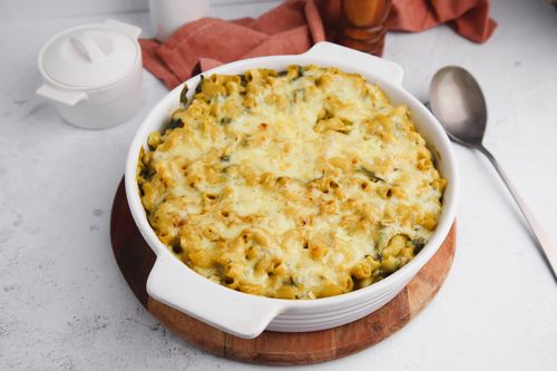 Casserole dish of Mac & Cheese