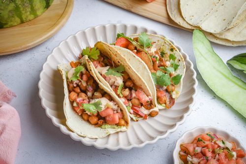 Serving plate with watermelon tacos