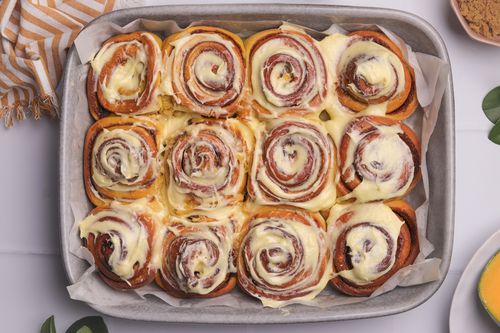 Cinnamon Rolls in Baking Tray