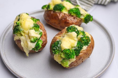 Plate of cheesey baked potatoes
