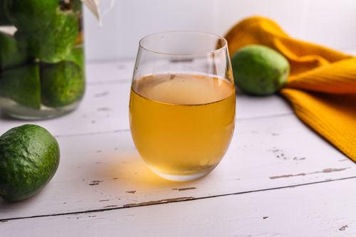 A glass of feijoa fizz
