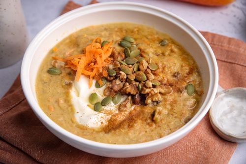 Bowl of carrot cake porridge