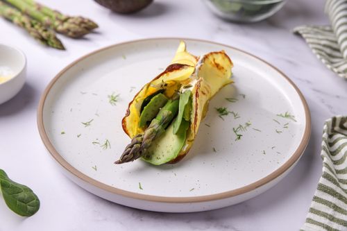 Potato Wrap on a white dinner plate