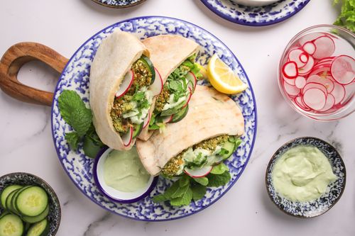 Broccoli Falafel pita bread