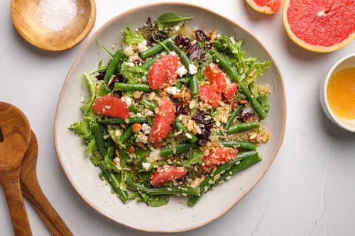 Grapefruit, Green Bean, Quinoa Salad in a Serving Bowl