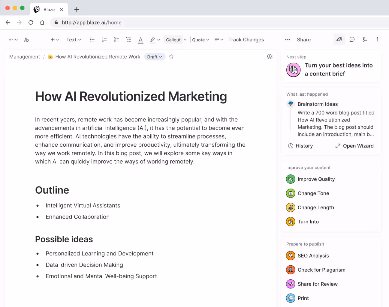Create a brand voice with AI