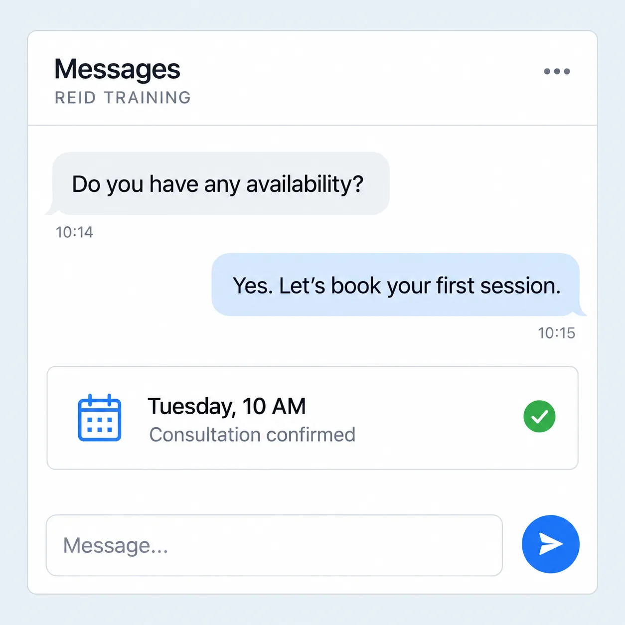 Illustrative lead conversation and booking