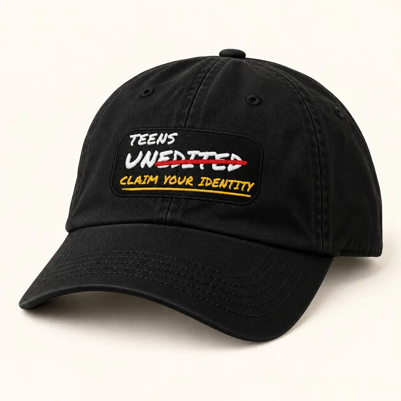 Black cap with an embroidered Teens UnEdited patch