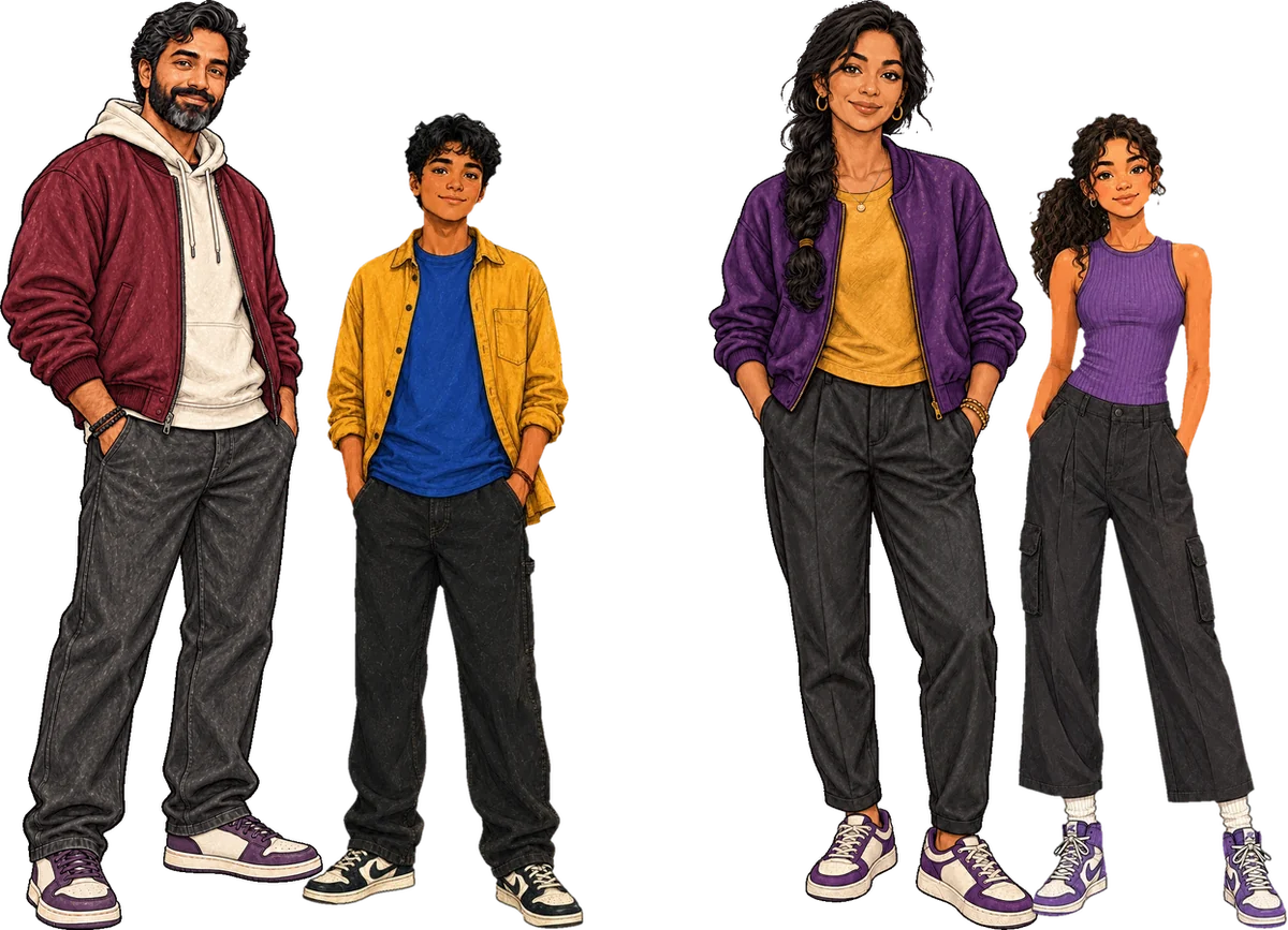 Illustrated parents and teens from Teens UnEdited
