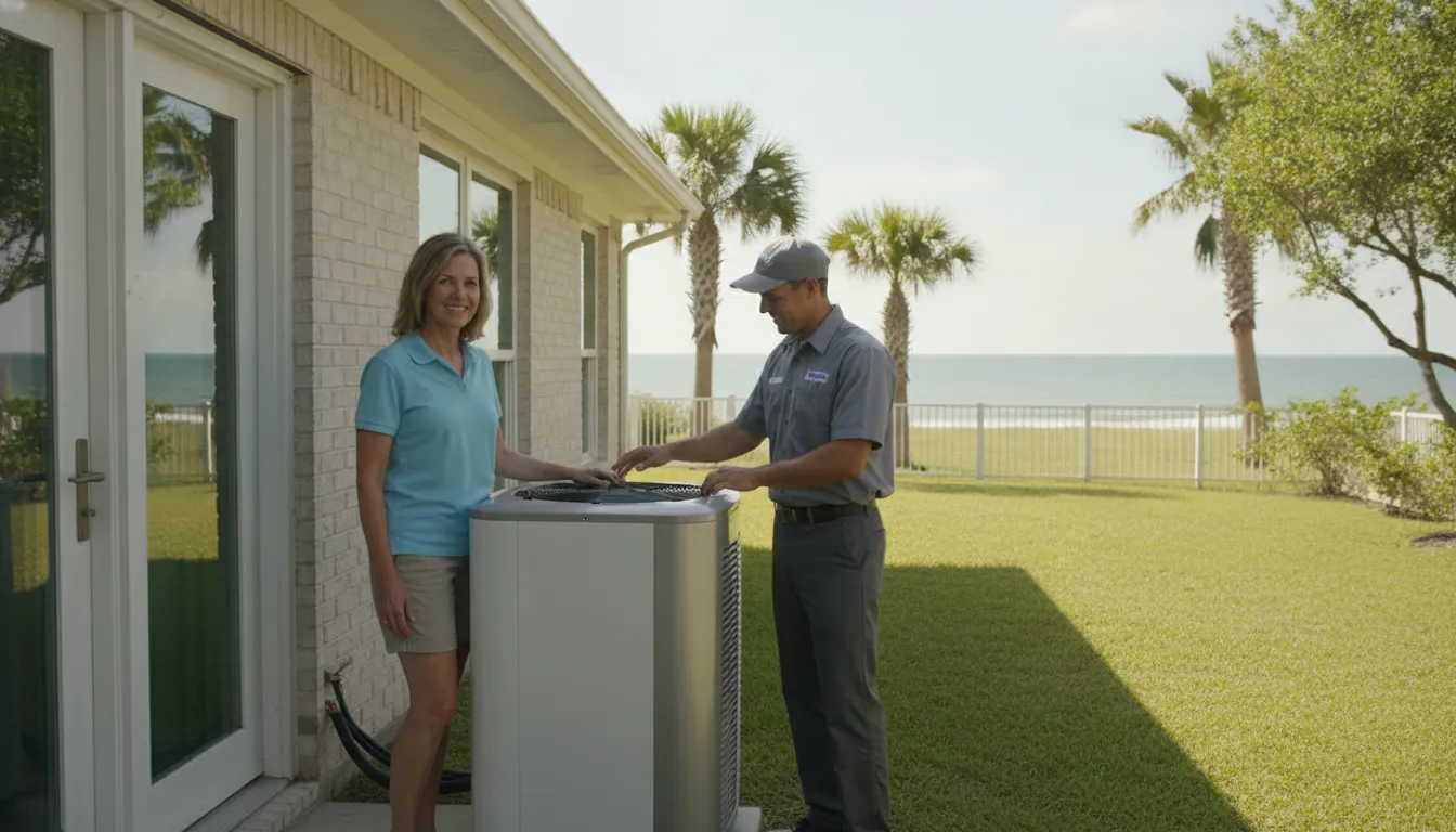 Trane outdoor air conditioning unit beside a Corpus Christi home