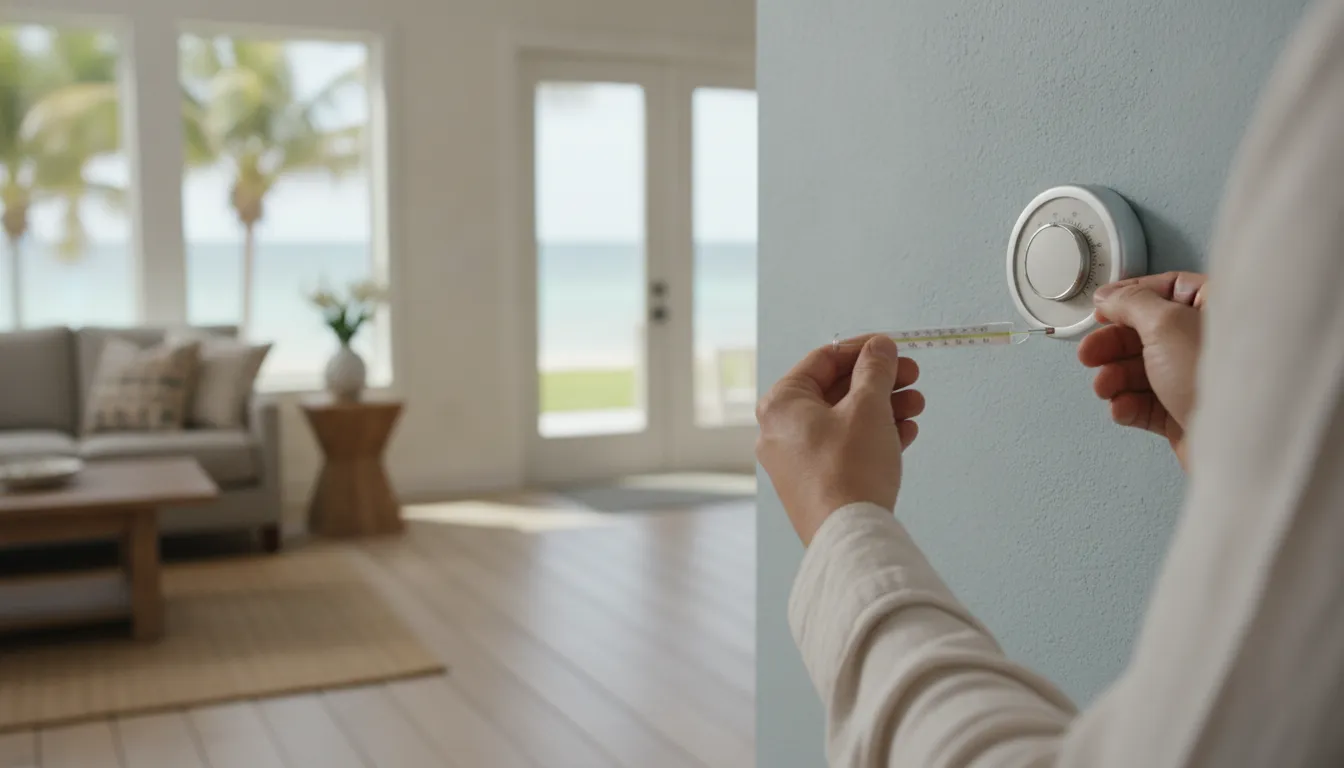 Homeowner checking a mechanical thermostat that is not working
