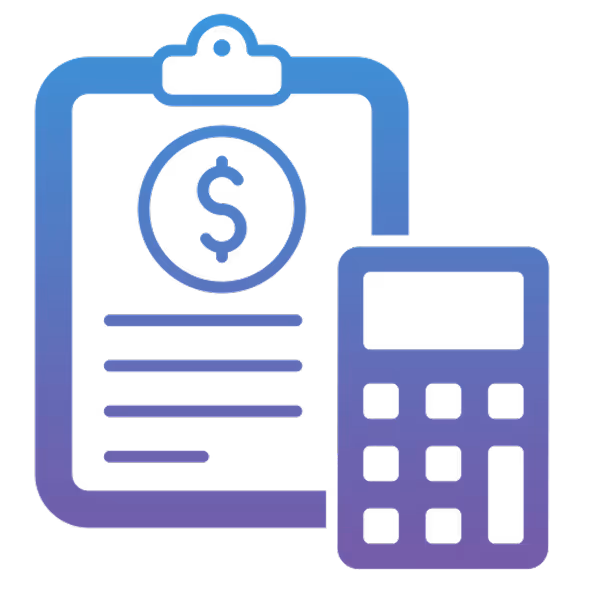 Calculator and clipboard icon