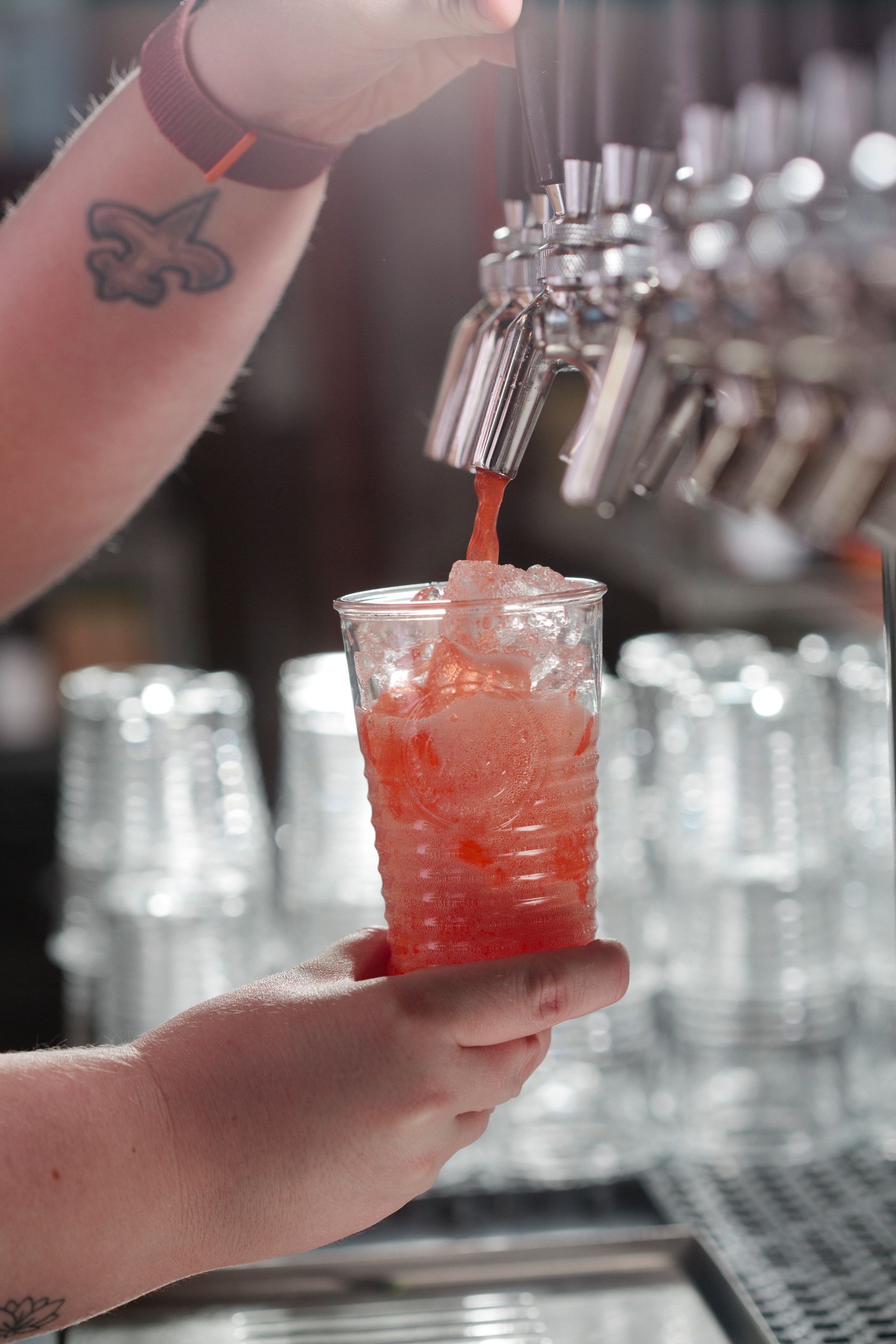 drink being poured from tap