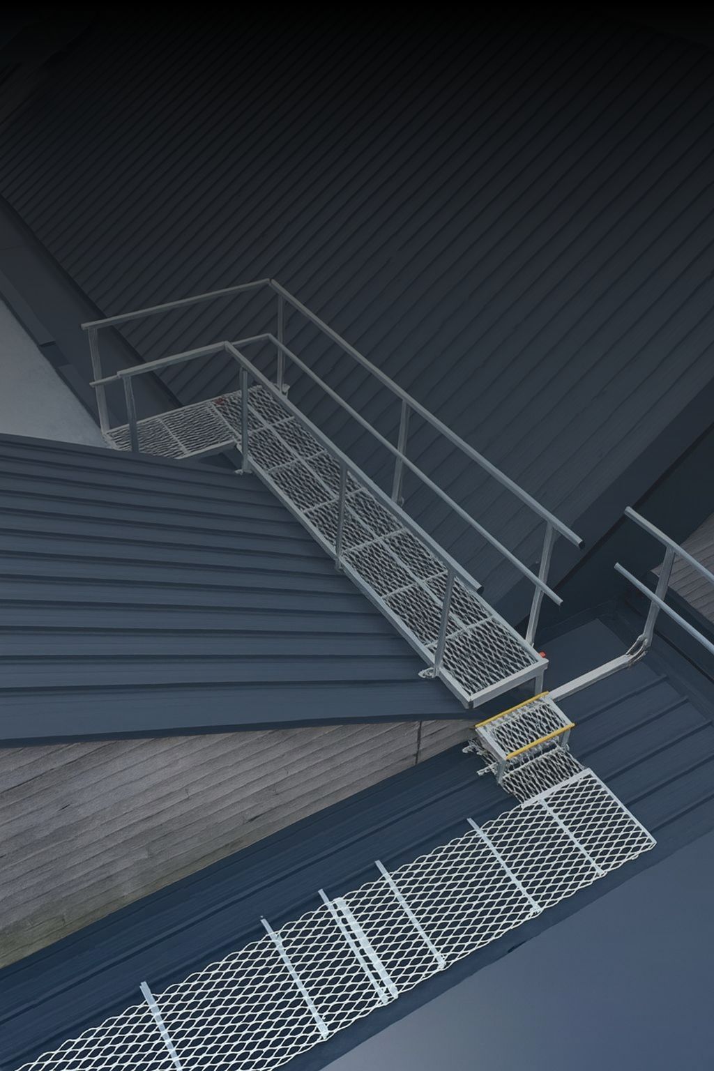 Installed roof safety access system with walkway and railing – compliant Sydney roof maintenance.