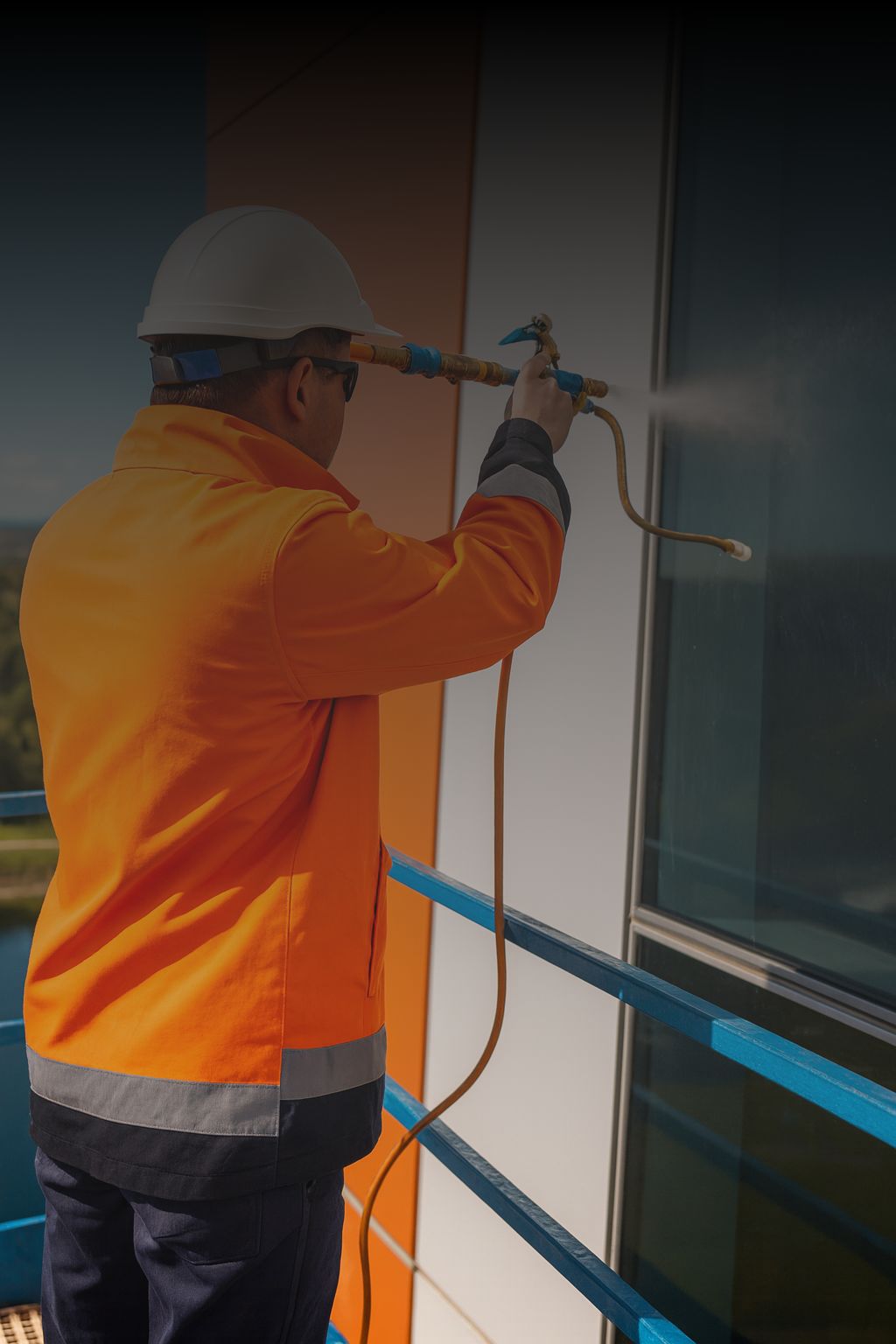 Water spray testing on a façade in Sydney to identify leaks and defects for a building investigation report.