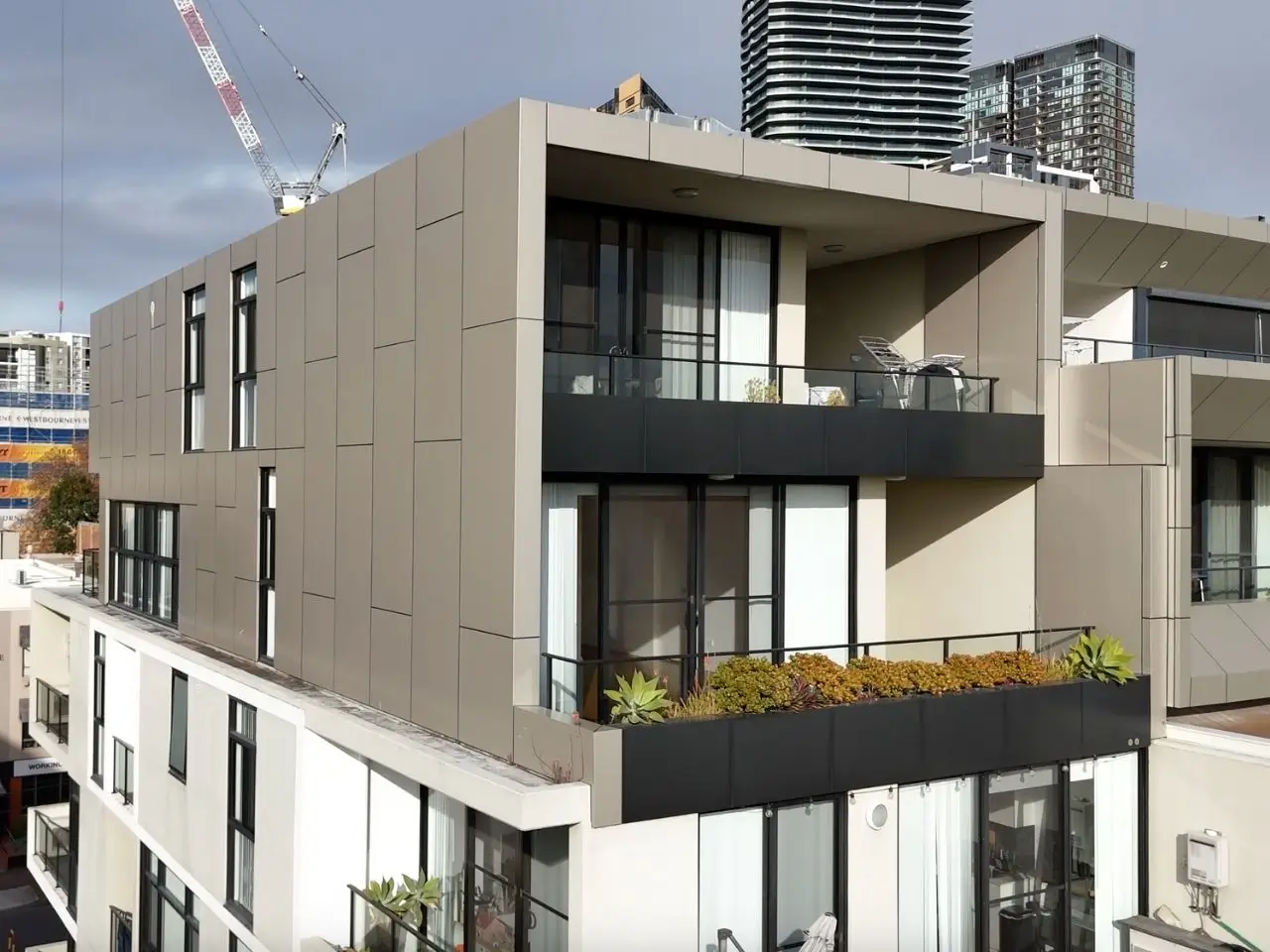 ACP cladding replacement at Chandos St, St Leonards — recladded facade and balconies of the residential building