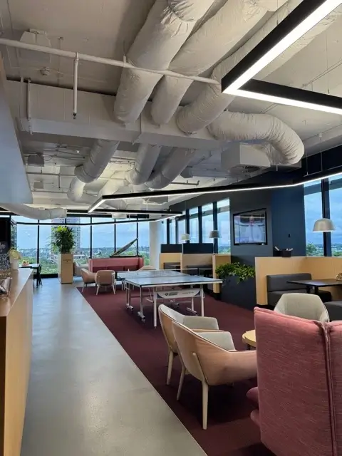 Fit out at Precinct Co-Working, Olympic Park — games and collaboration area with table tennis and lounge seating