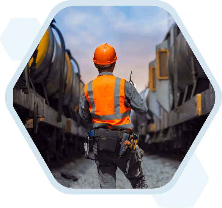 rail safety worker in high vis