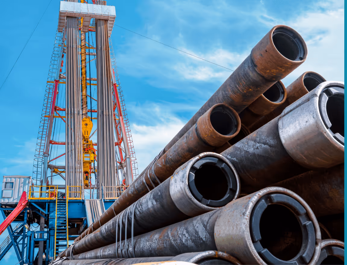 A construction site with large metal pipes