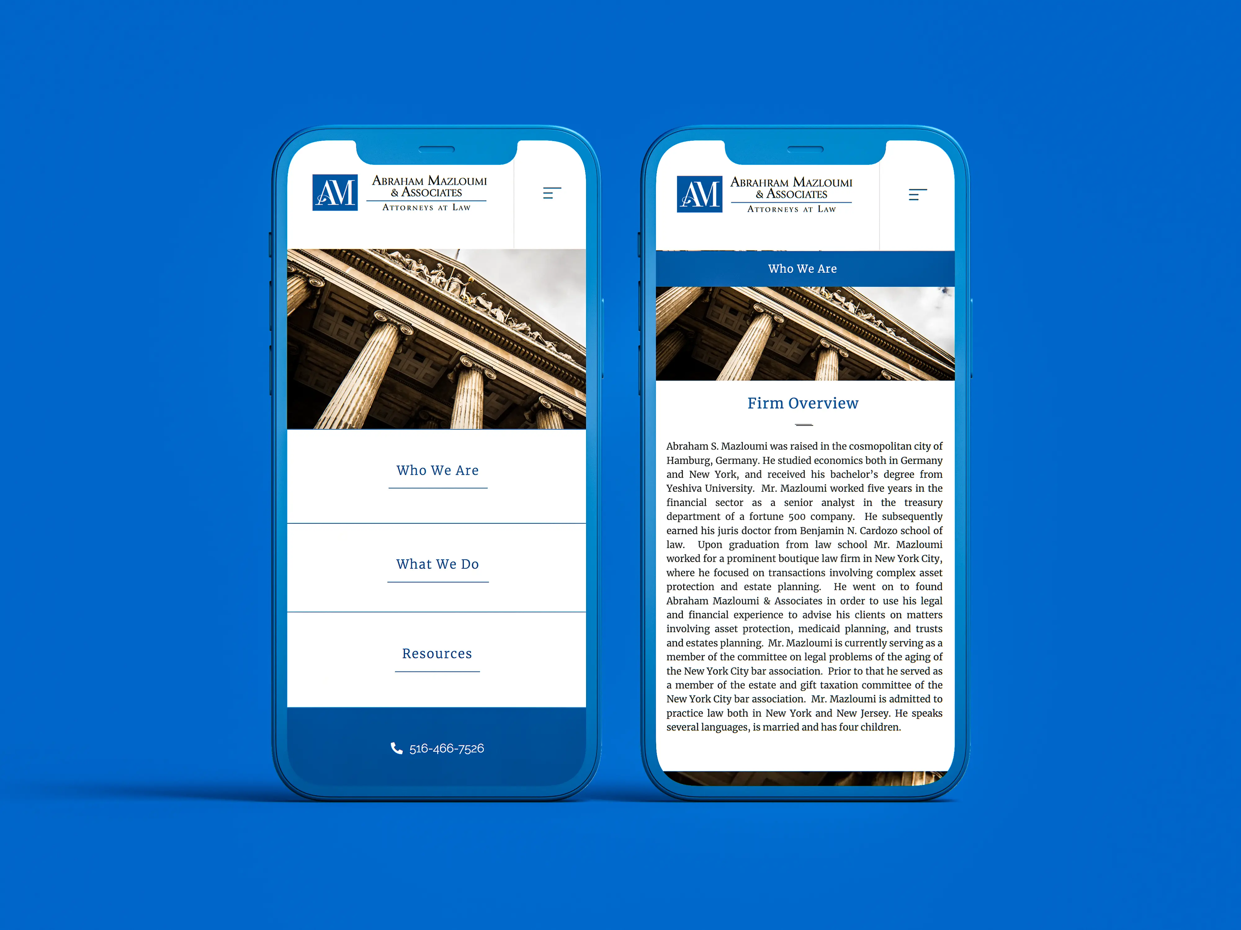 Mazloumi Law website screenshot 1