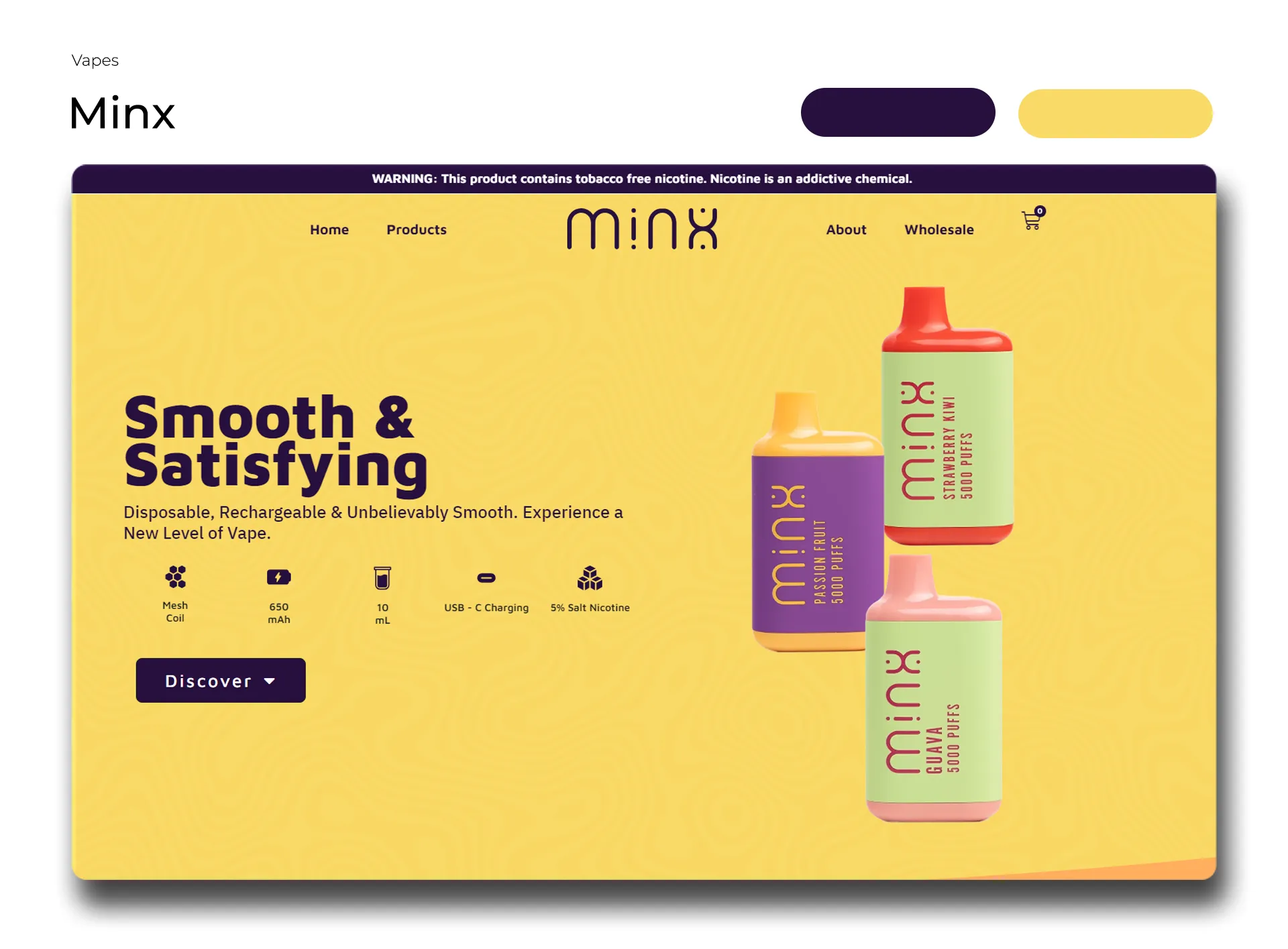 Minx Vapes website screenshot 1