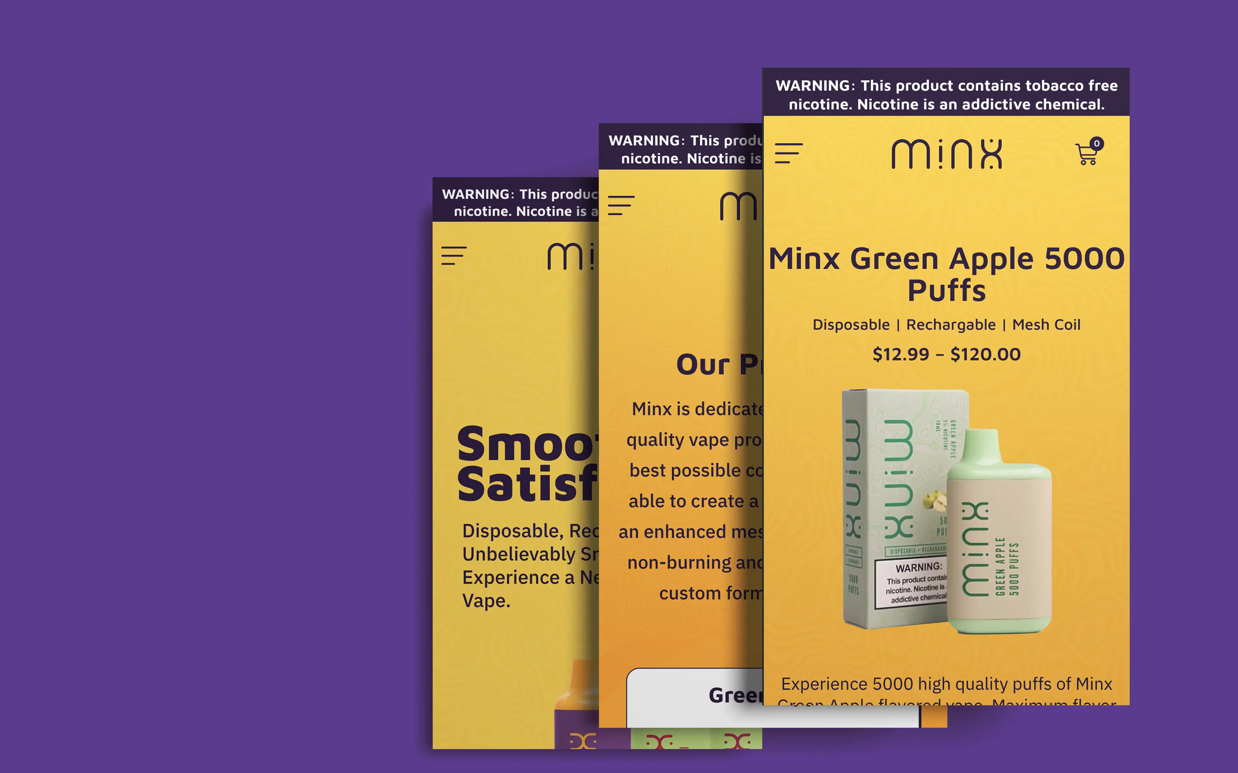 Minx Vapes website screenshot 2
